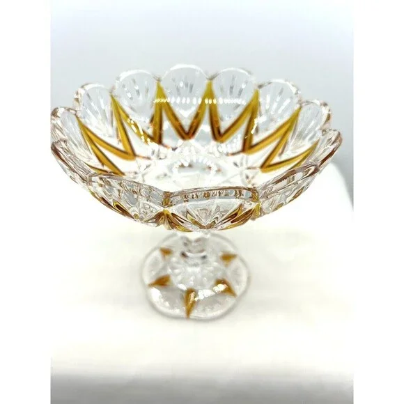 Vintage Heavy Brown Accents Glass Candy Dish Nut Bowl SKU449 - Picture 5 of 6